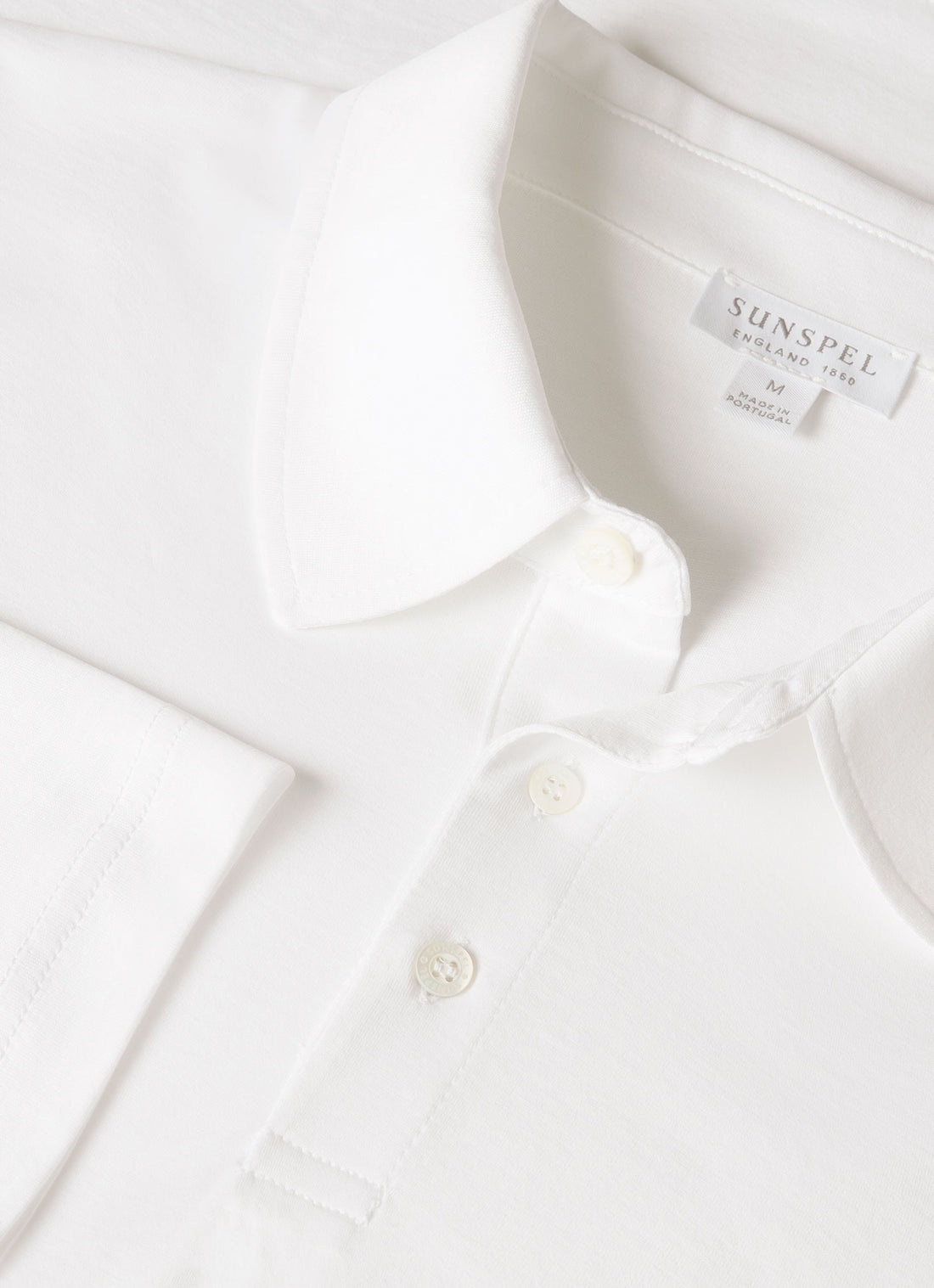 Men's Long Sleeve Classic Jersey Polo Shirt in White