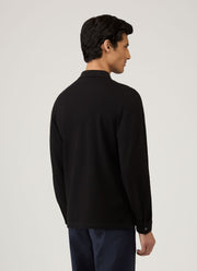Men's Long Sleeve Piqué Polo Shirt in Black