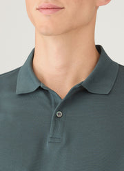 Men's Long Sleeve Piqué Polo Shirt in Dark Petrol