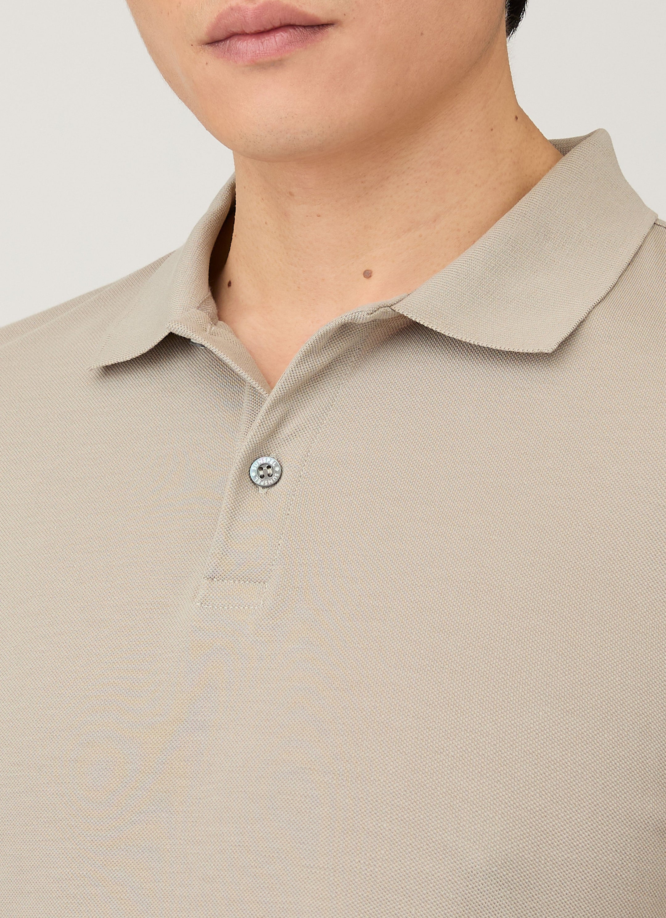Men's Long Sleeve Piqué Polo Shirt in Fog