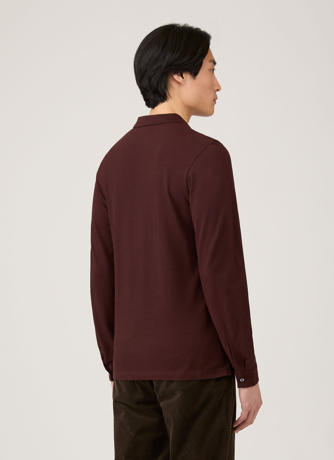 Men's Long Sleeve Piqué Polo Shirt in Bakelite