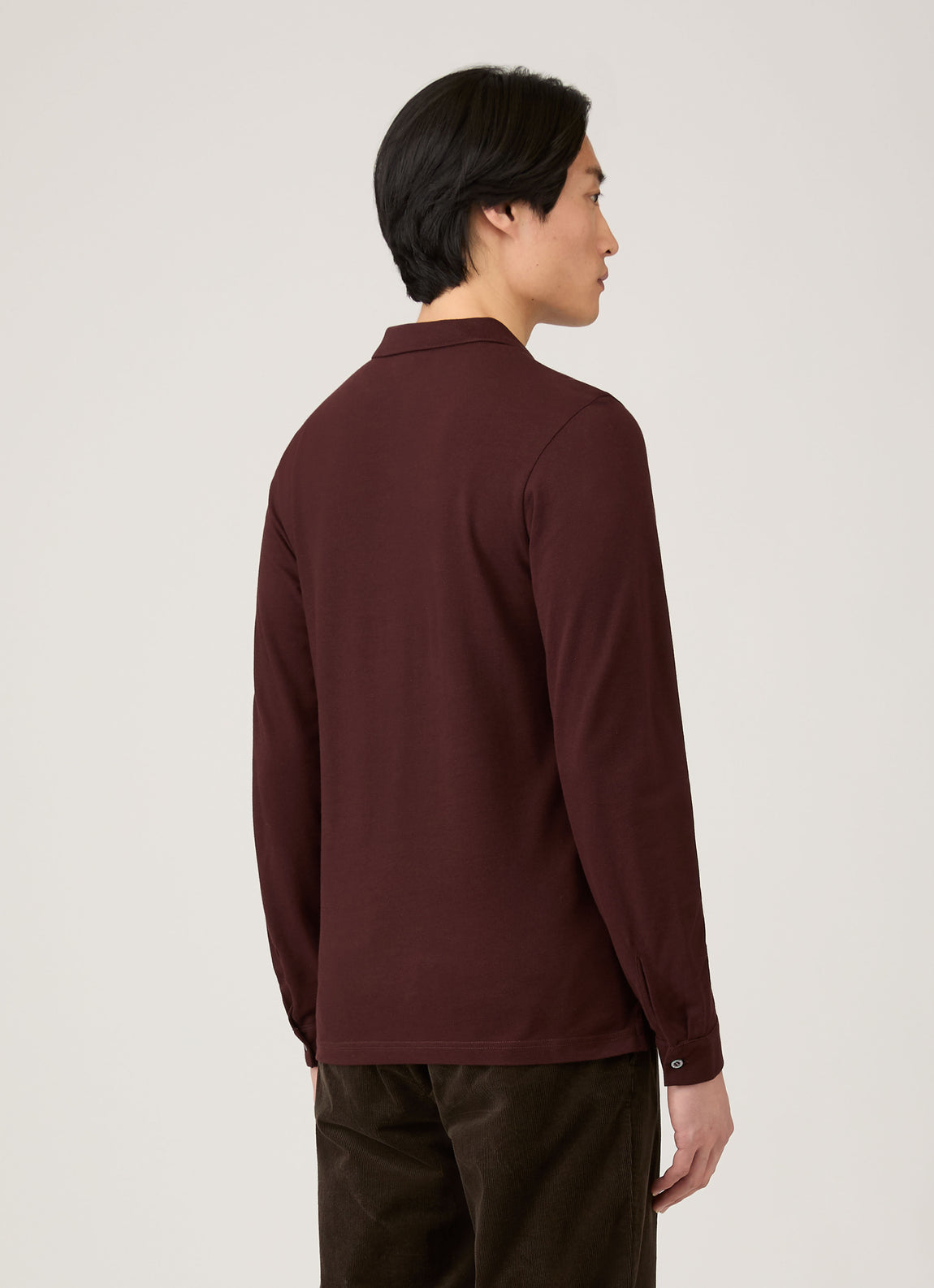 Men's Long Sleeve Piqué Polo Shirt in Bakelite