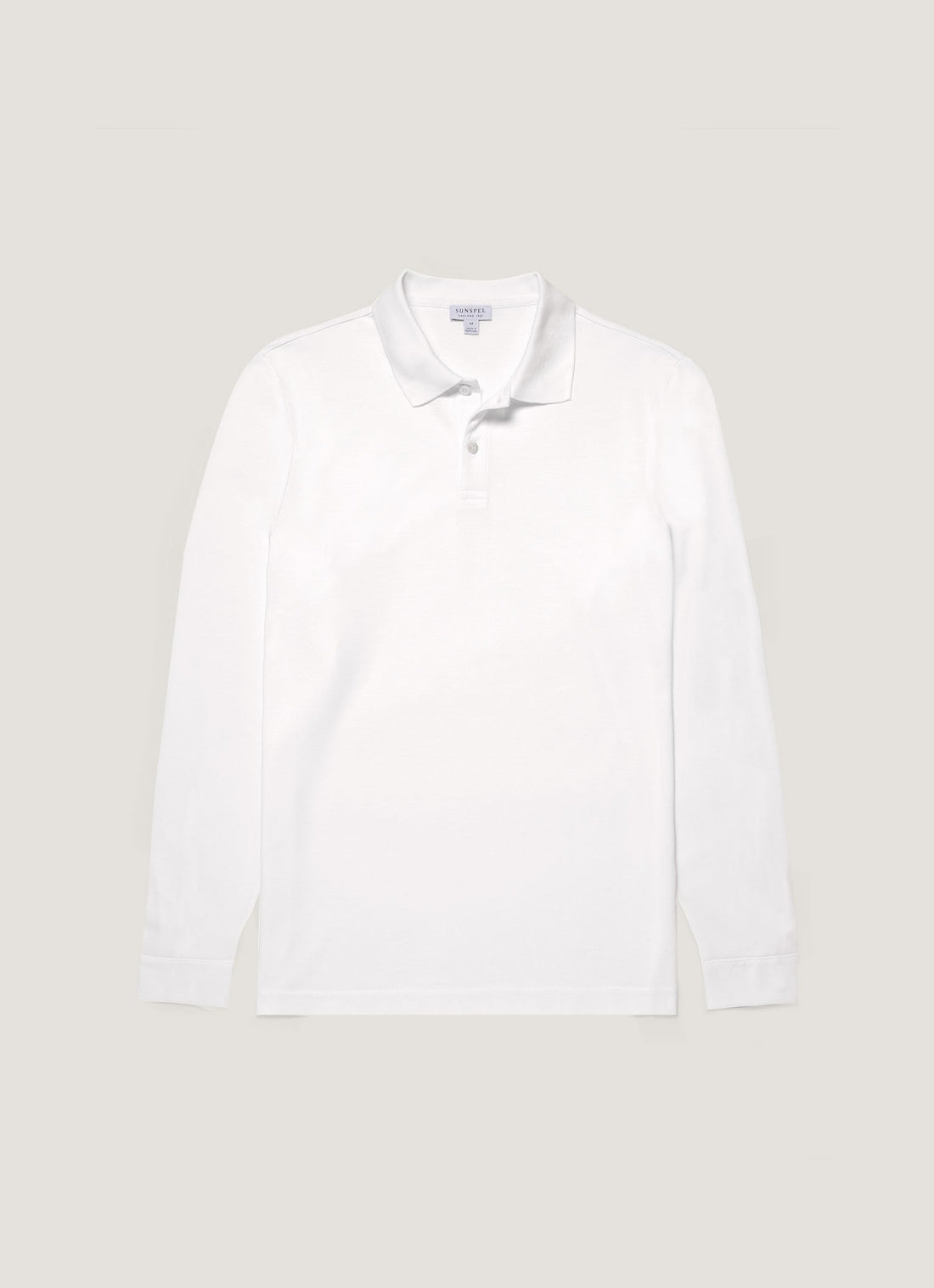Men's Long Sleeve Piqué Polo Shirt in White