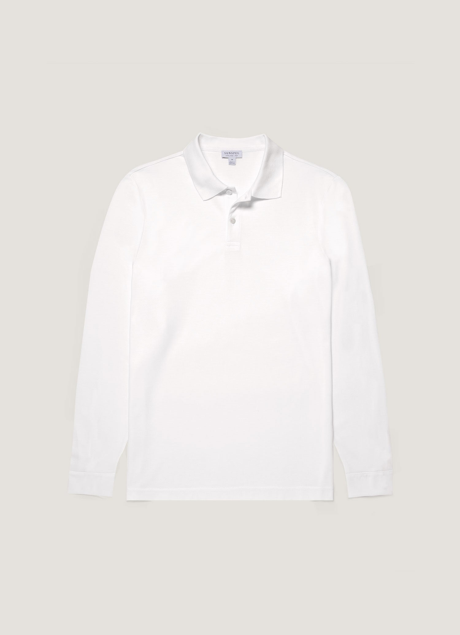 Men's Long Sleeve Piqué Polo Shirt in White
