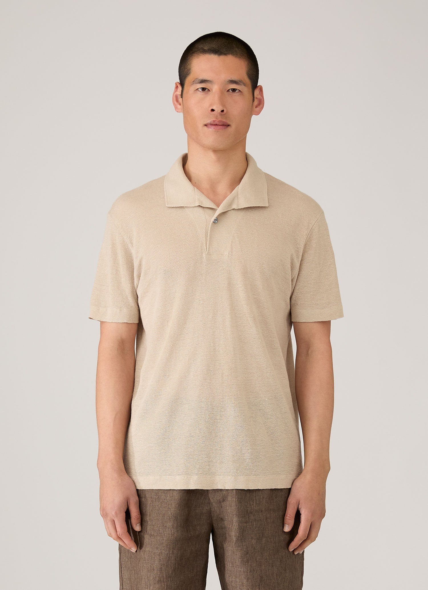 Men's Linen Piqué Polo Shirt in Hazelwood