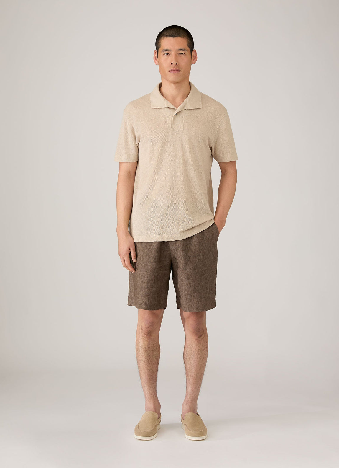 Men's Linen Piqué Polo Shirt in Hazelwood