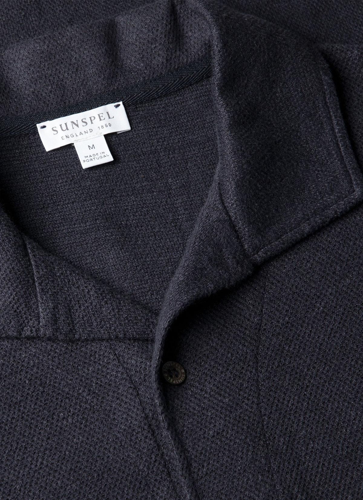 Men's Linen Piqué Polo Shirt in Navy