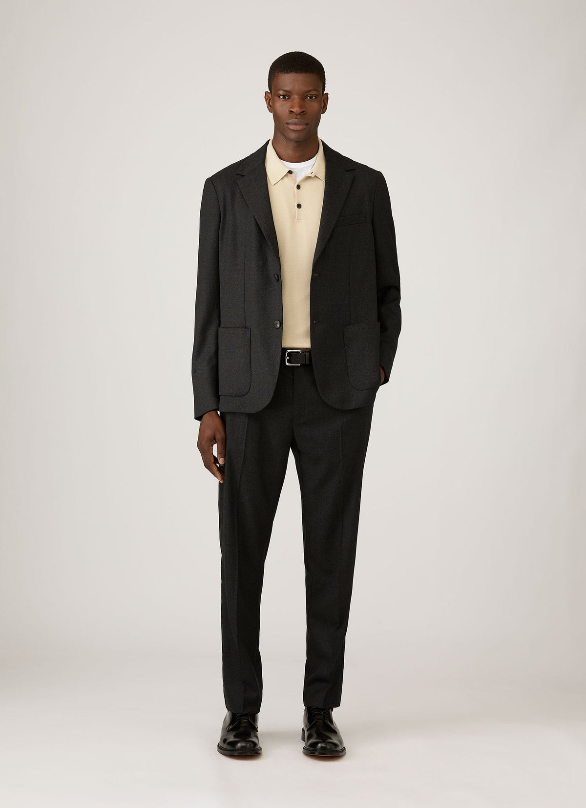 Men's Long Sleeve Sea Island Cotton Knit Polo Shirt in Hazelwood