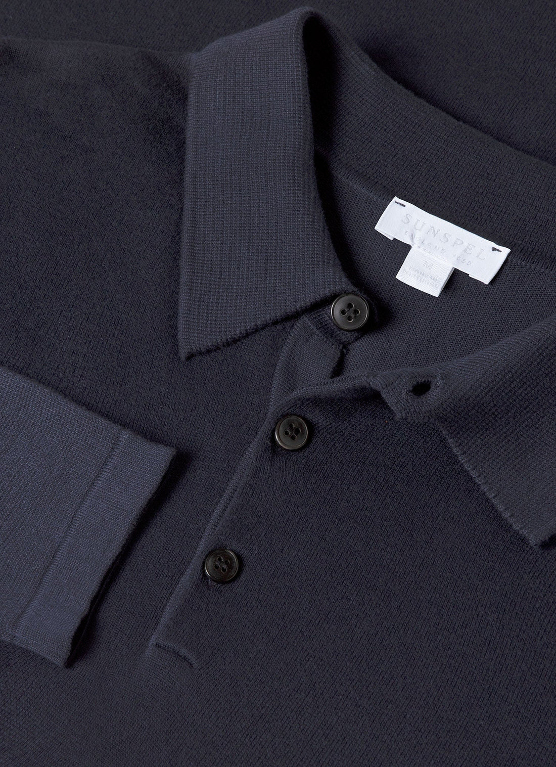 Long Sleeve Sea Island Cotton Knit Polo Shirt