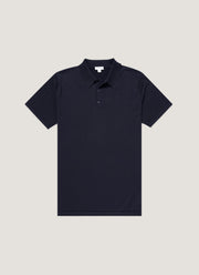 Men's Sea Island Cotton Knit Polo Shirt in Light Navy