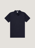 Men's Sea Island Cotton Knit Polo Shirt in Light Navy
