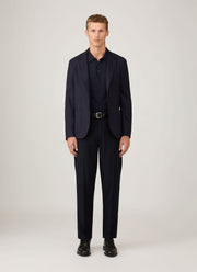 Men's Sea Island Cotton Knit Polo Shirt in Light Navy