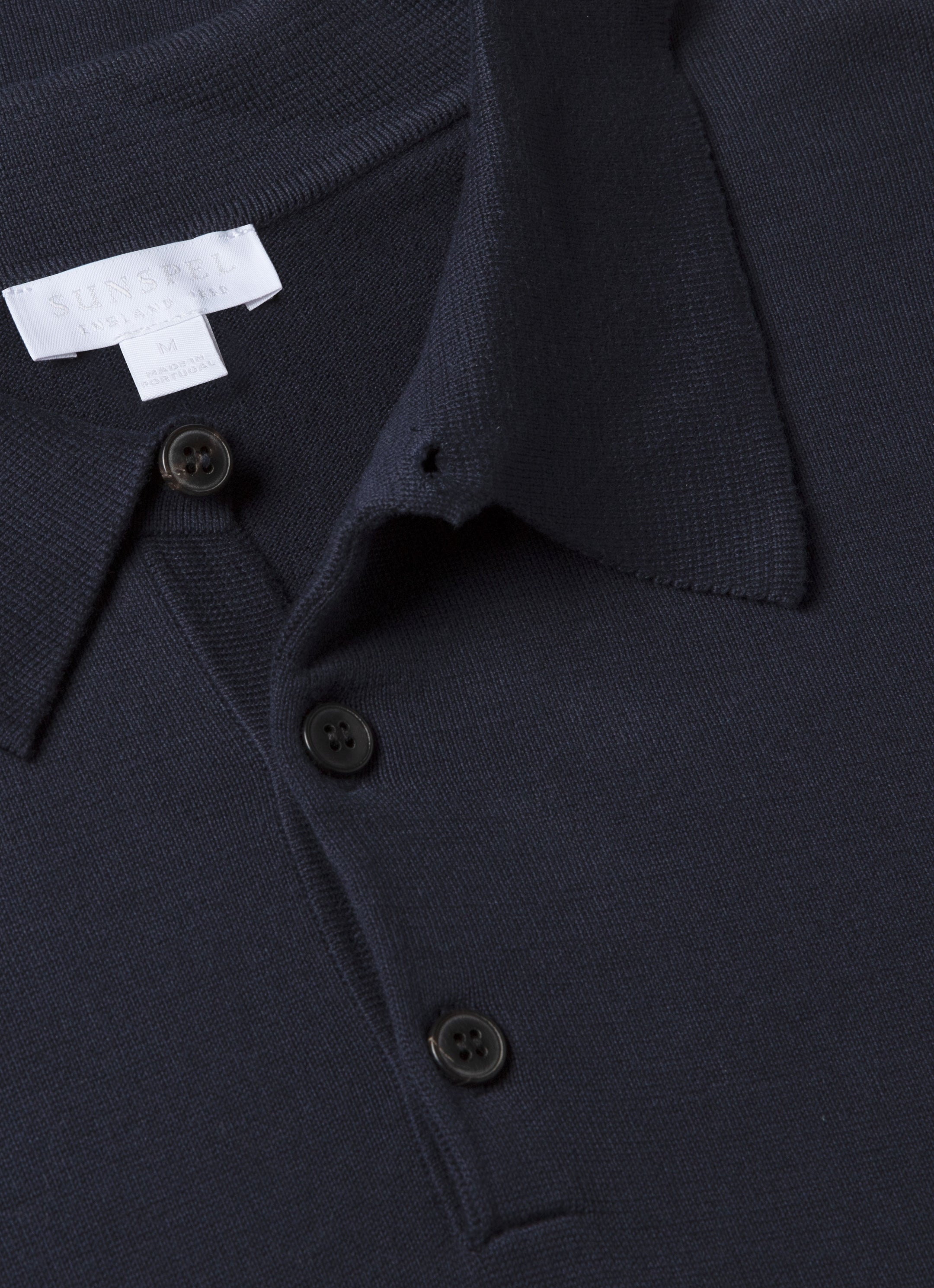Men's Sea Island Cotton Knit Polo Shirt in Light Navy