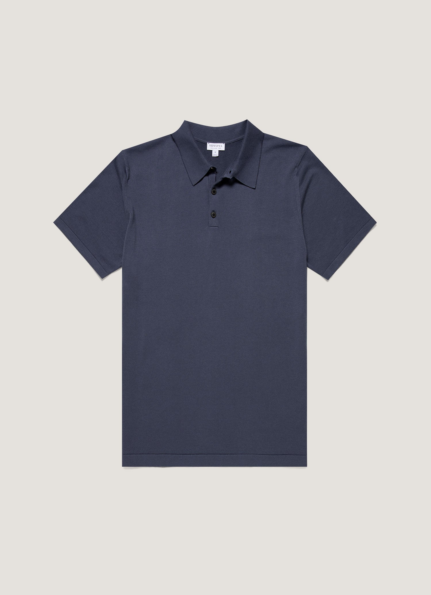 Men's Sea Island Cotton Knit Polo Shirt in Slate Blue
