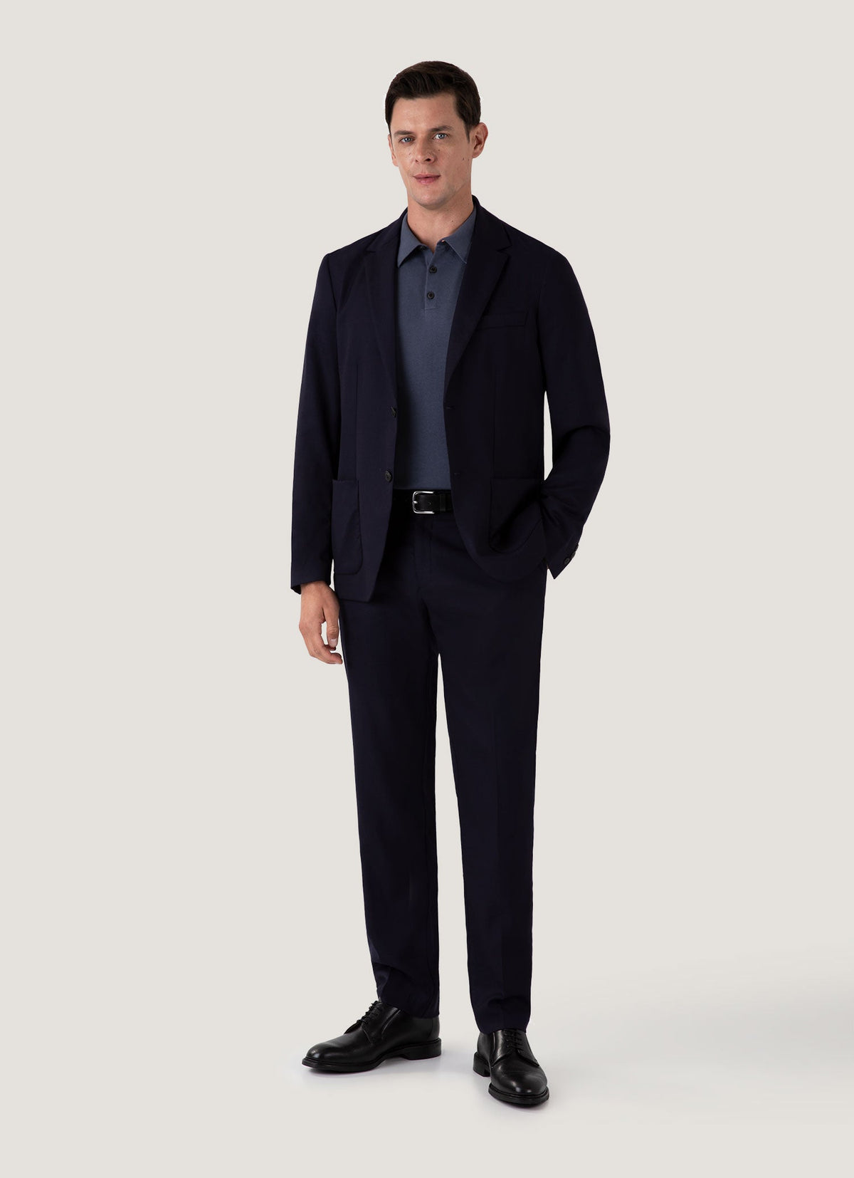 Men's Sea Island Cotton Knit Polo Shirt in Slate Blue