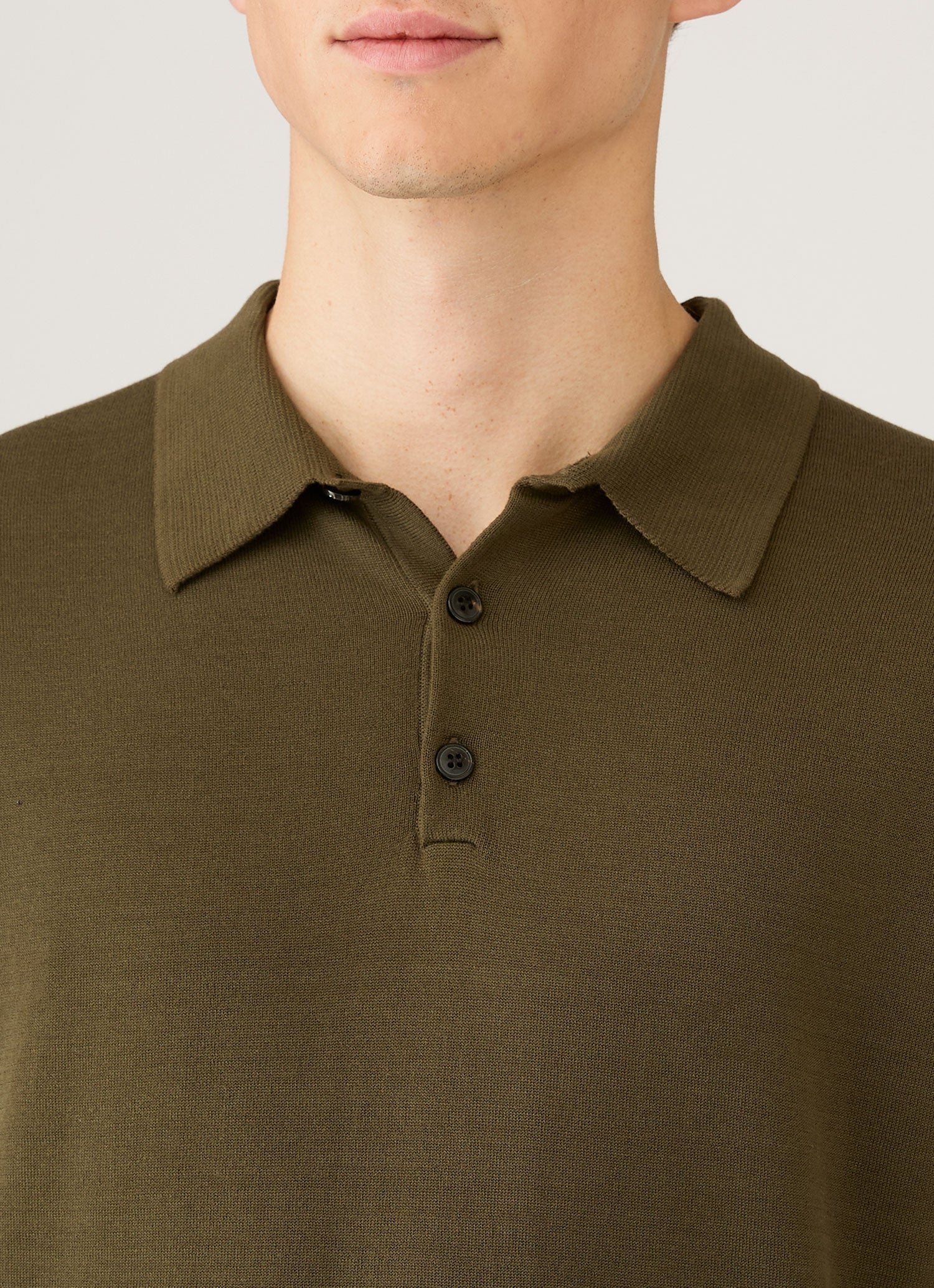 Men's Sea Island Cotton Knit Polo Shirt in Deep Olive
