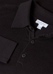 Men's Extra-Fine Merino Polo Shirt in Black