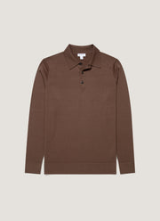 Men's Extra-Fine Merino Polo Shirt in Bark