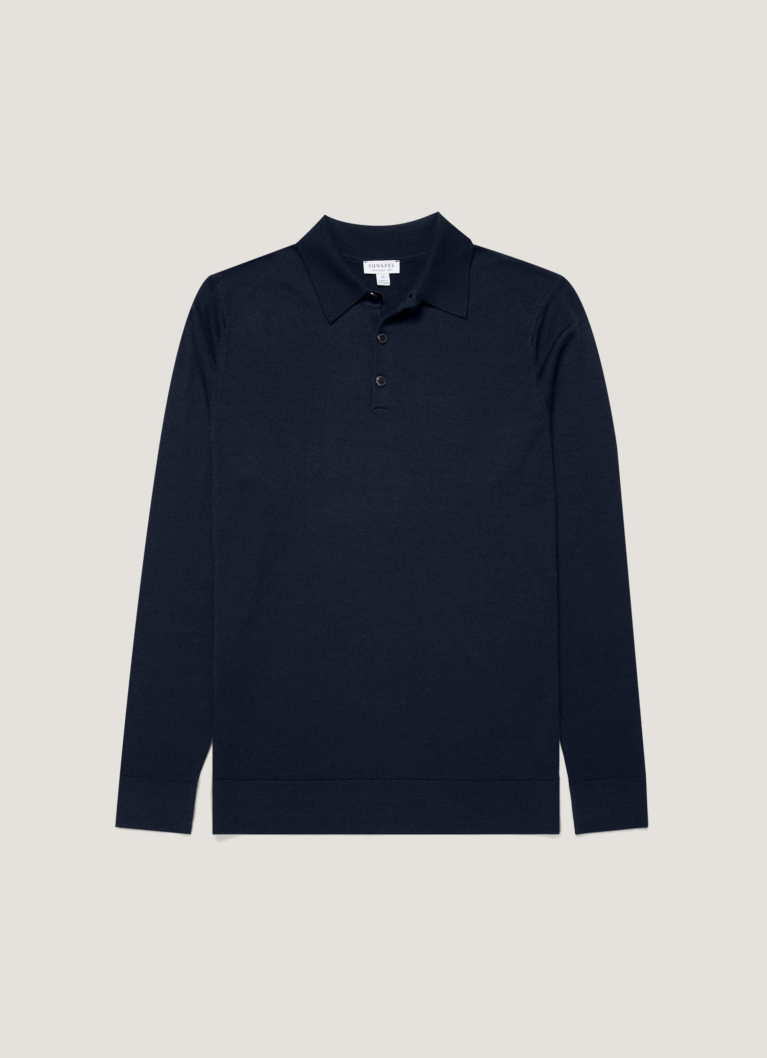 Men's Extra-Fine Merino Polo Shirt in Navy