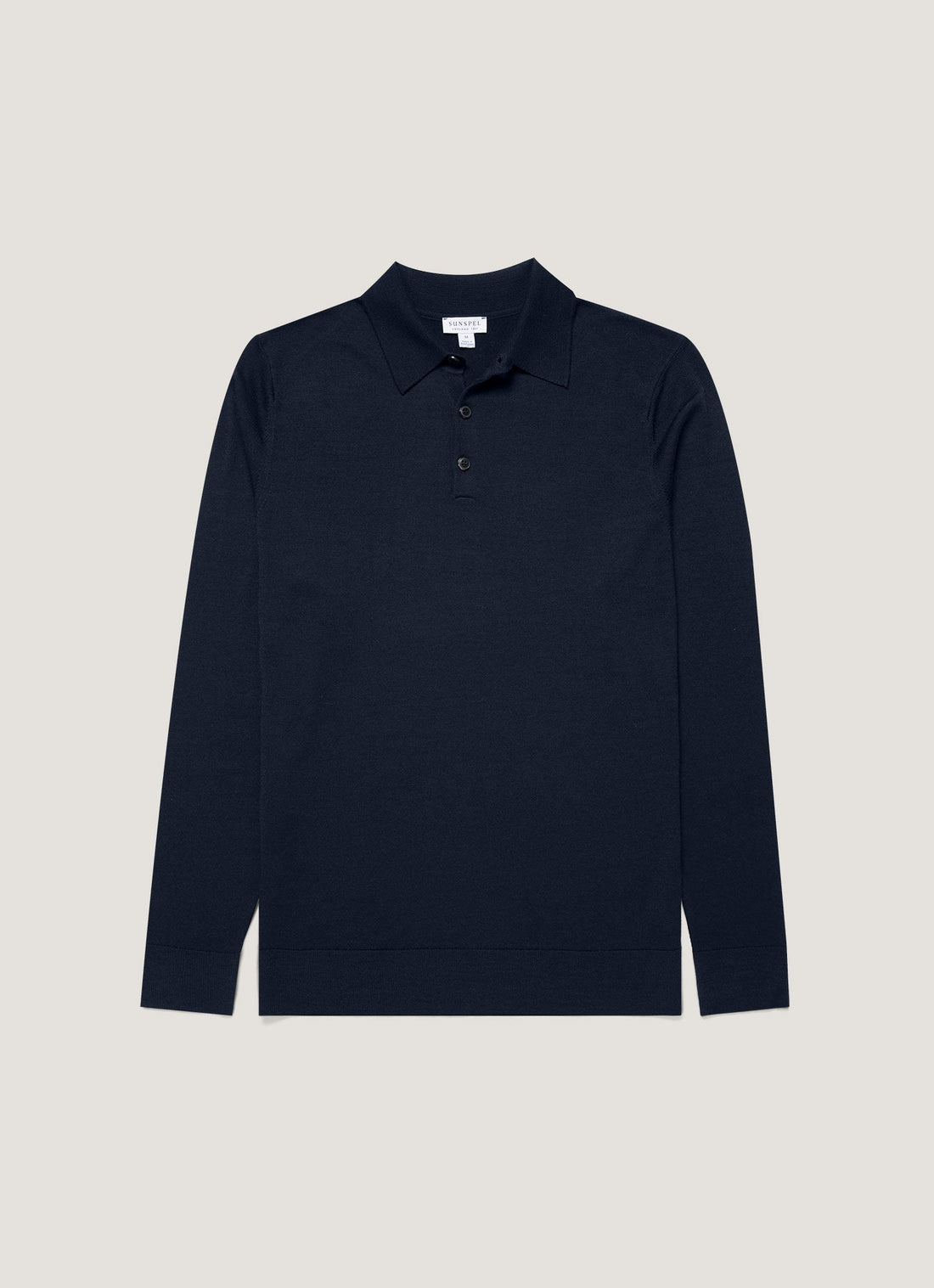 Men's Extra-Fine Merino Knitted Polo Shirt in Navy
