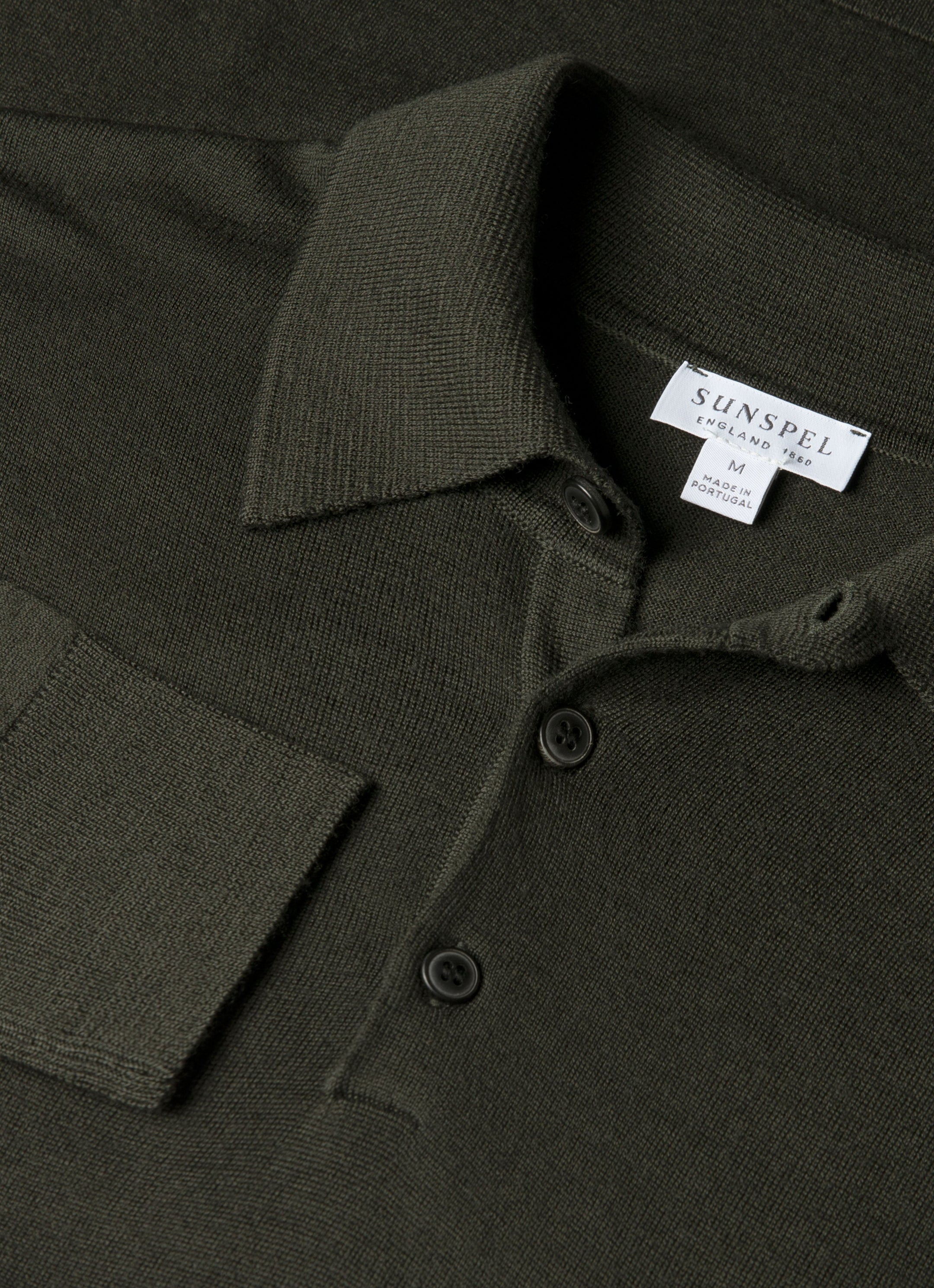 Men's Extra-Fine Merino Polo Shirt in Dark Green