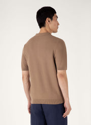 Men's Knit Polo Shirt in Dune