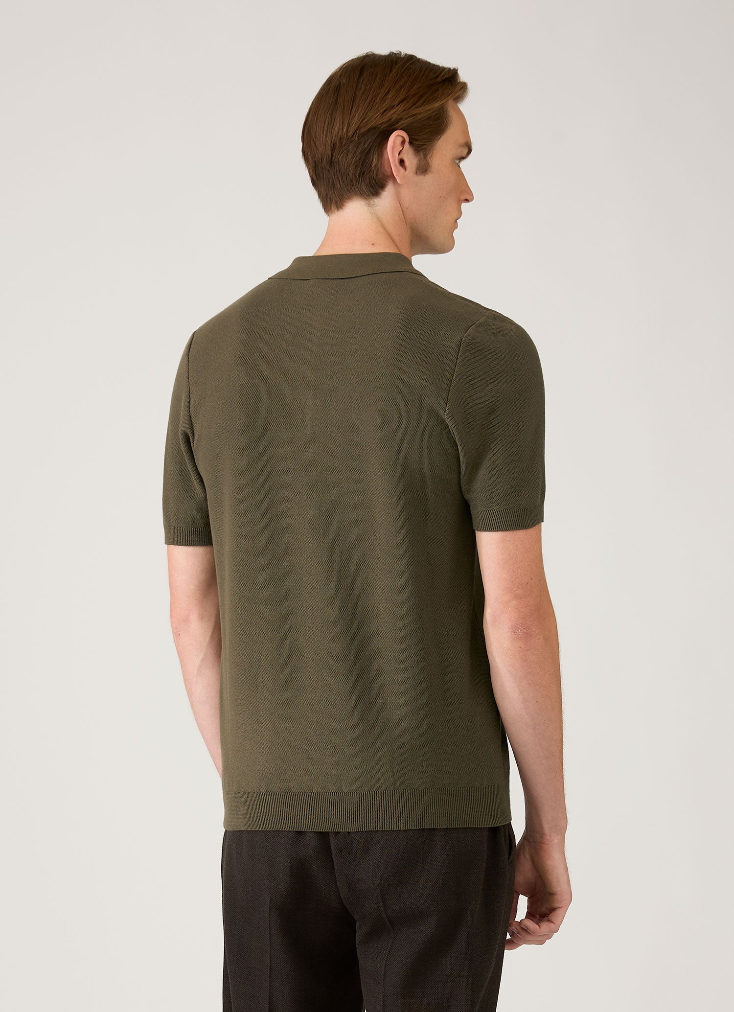 Men's Knit Polo Shirt in Khaki