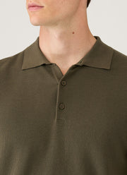 Men's Knit Polo Shirt in Khaki