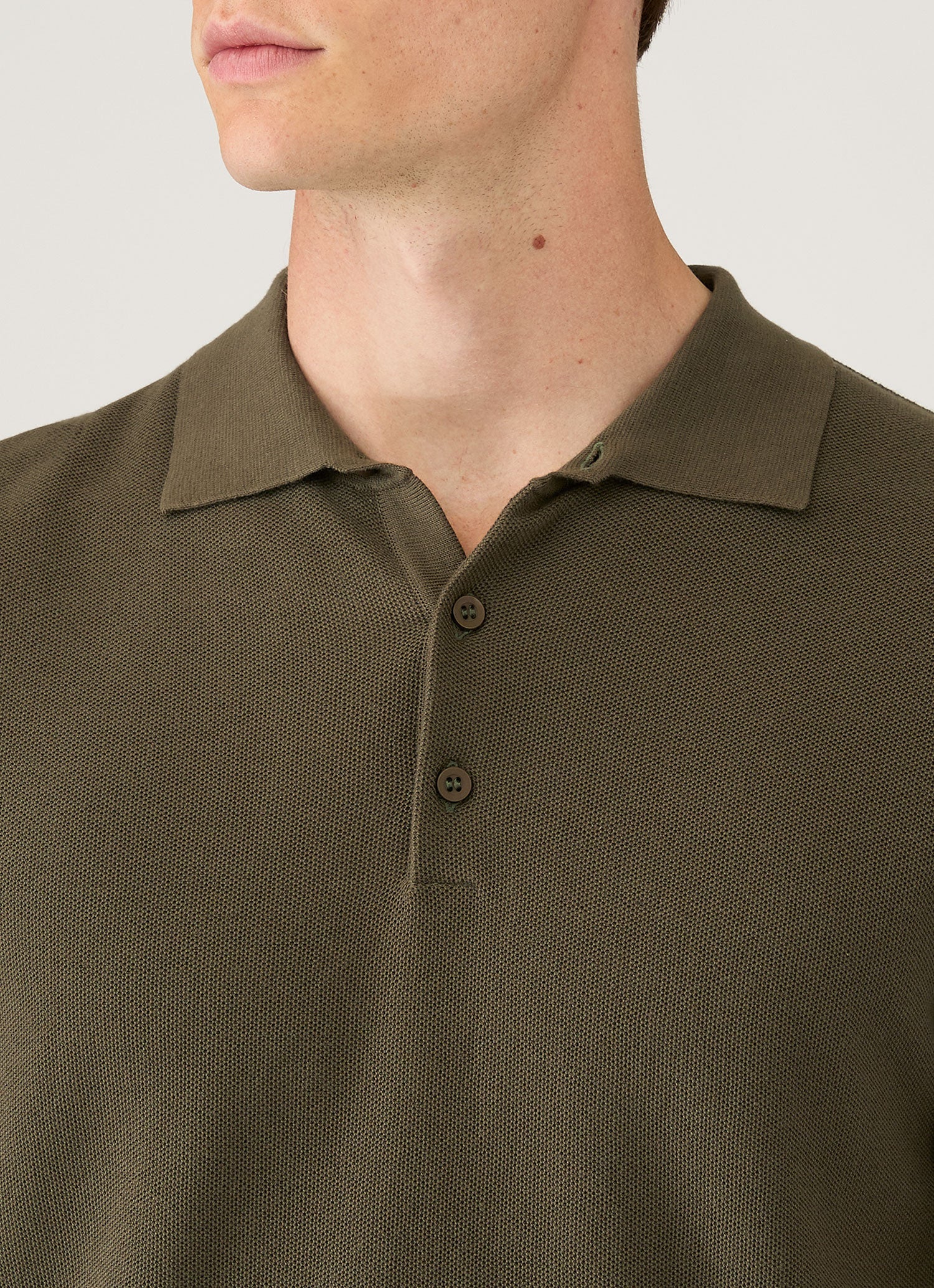 Men's Knit Polo Shirt in Khaki