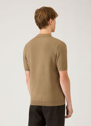 Men's Knit Polo Shirt in Dark Stone