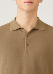 Men's Knit Polo Shirt in Dark Stone