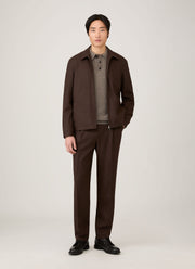 Men's Lambswool Polo Shirt in Bark