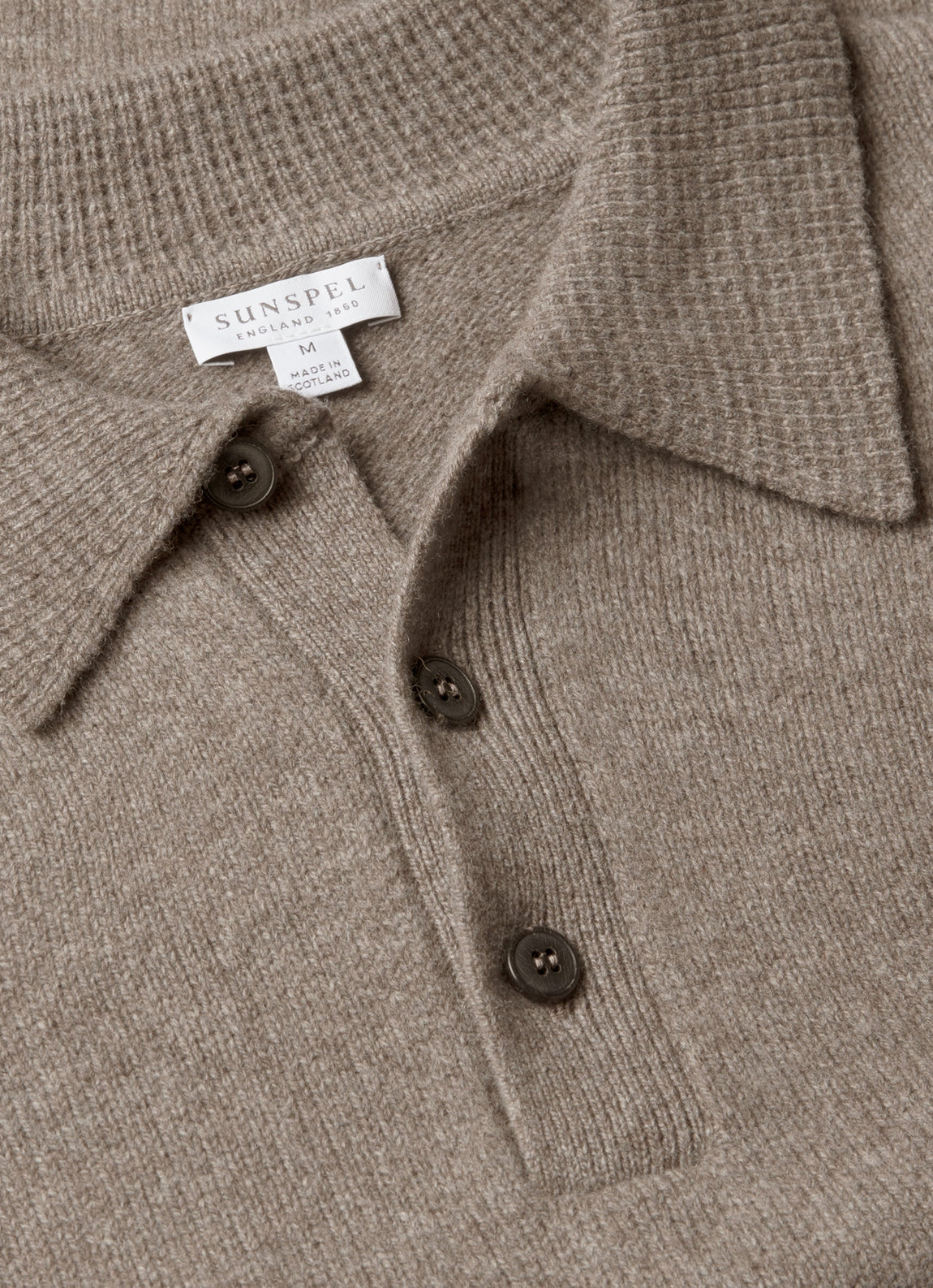 Men's Lambswool Knitted Polo Shirt in Bark