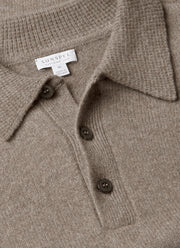 Men's Lambswool Knitted Polo Shirt in Bark