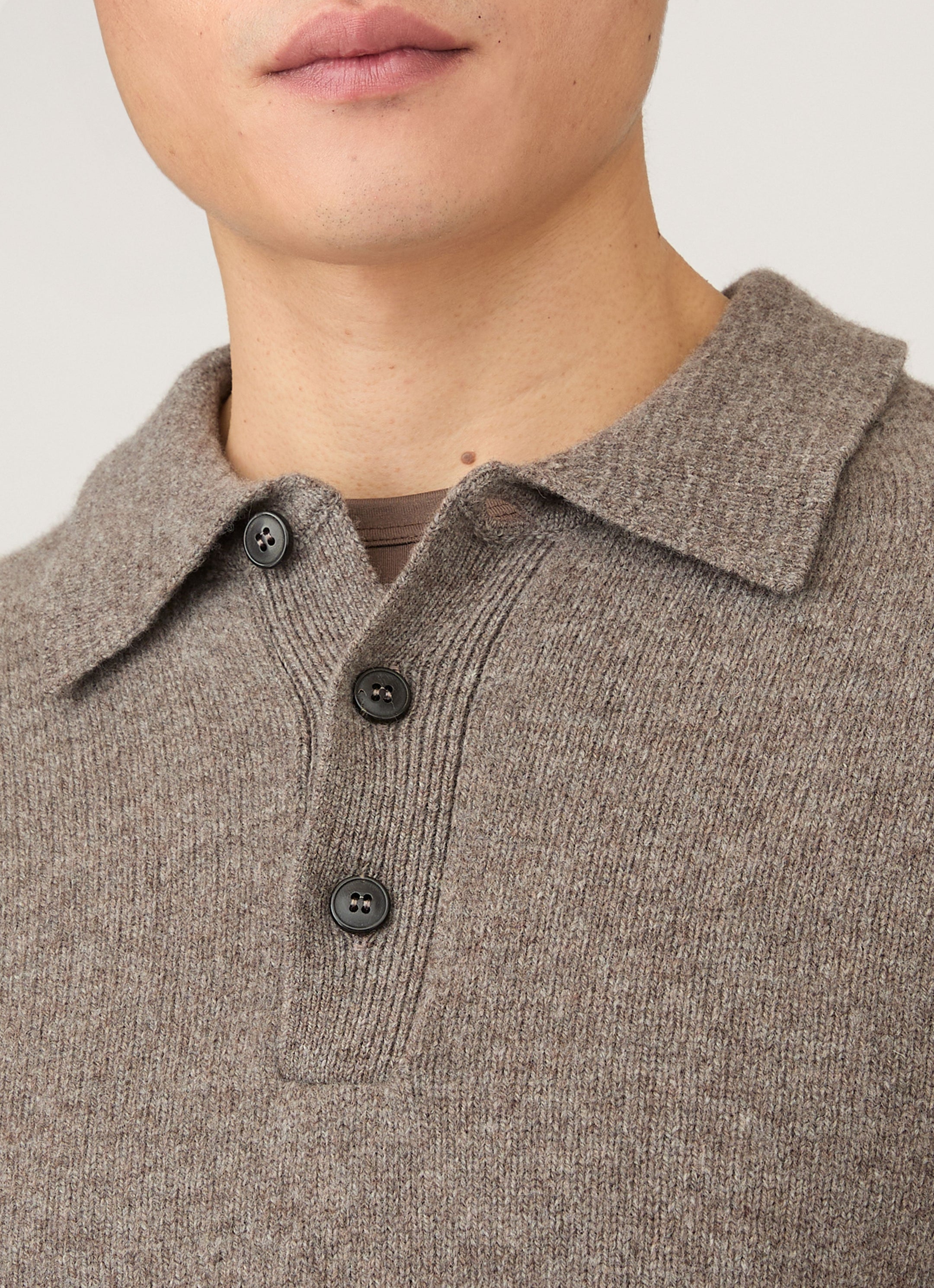 Men's Lambswool Polo Shirt in Bark