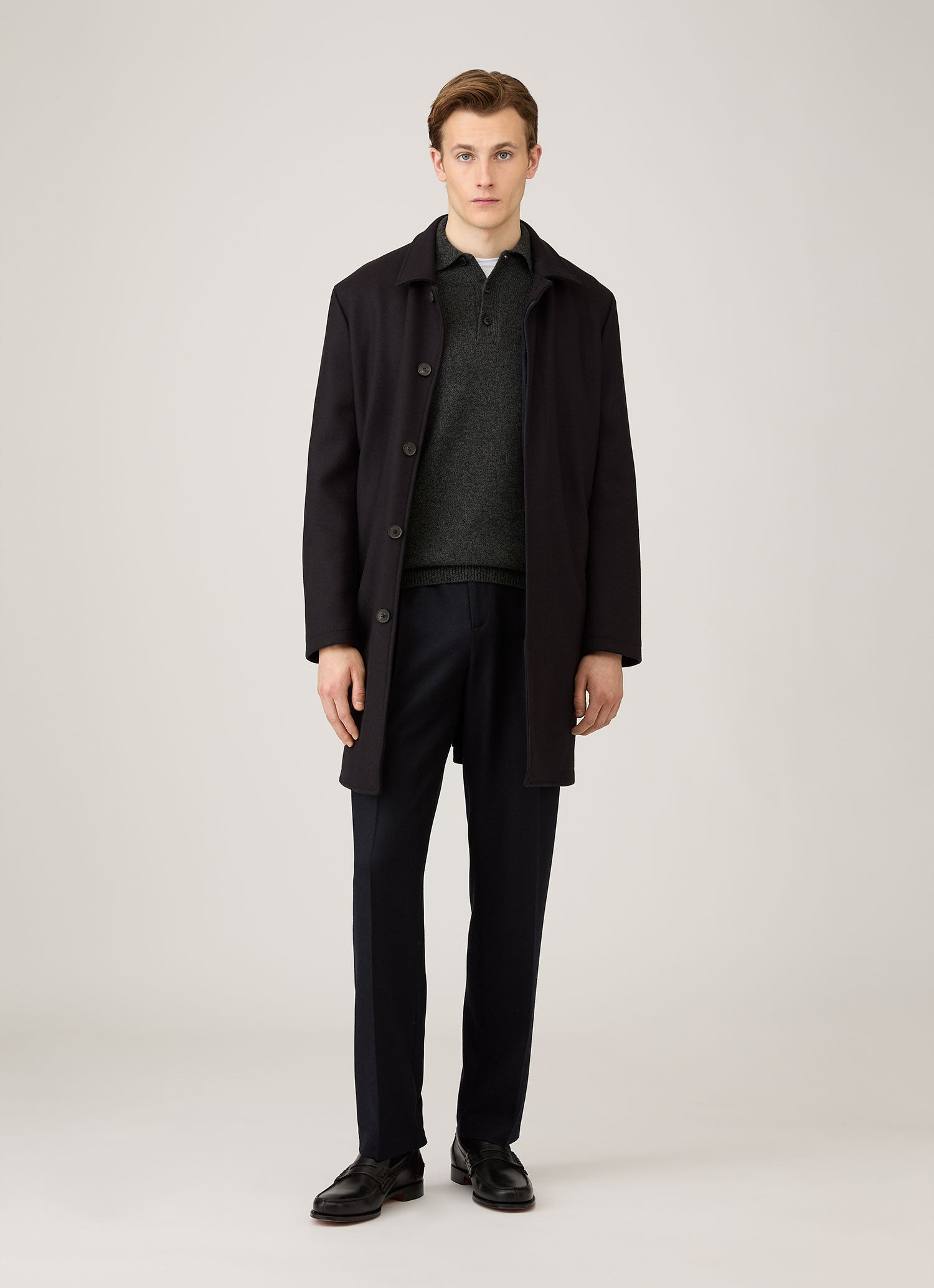 Men's Lambswool Polo Shirt in Dark Green Twist