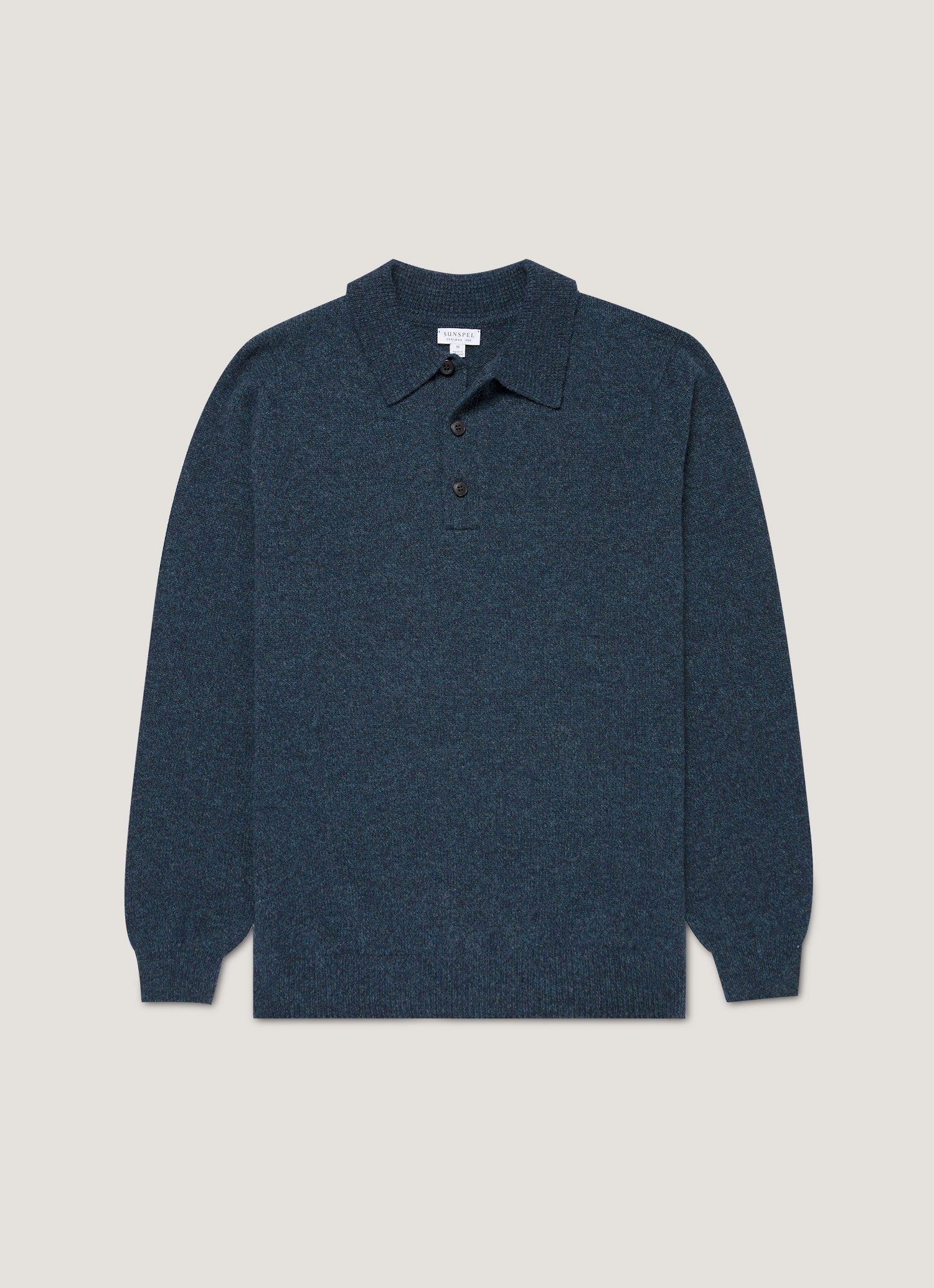 Men's Lambswool Polo Shirt in Dark Petrol Twist