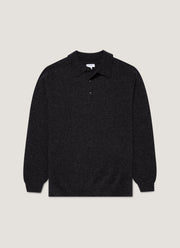 Men's Lambswool Polo Shirt in Charcoal Melange