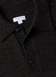 Men's Lambswool Polo Shirt in Charcoal Melange
