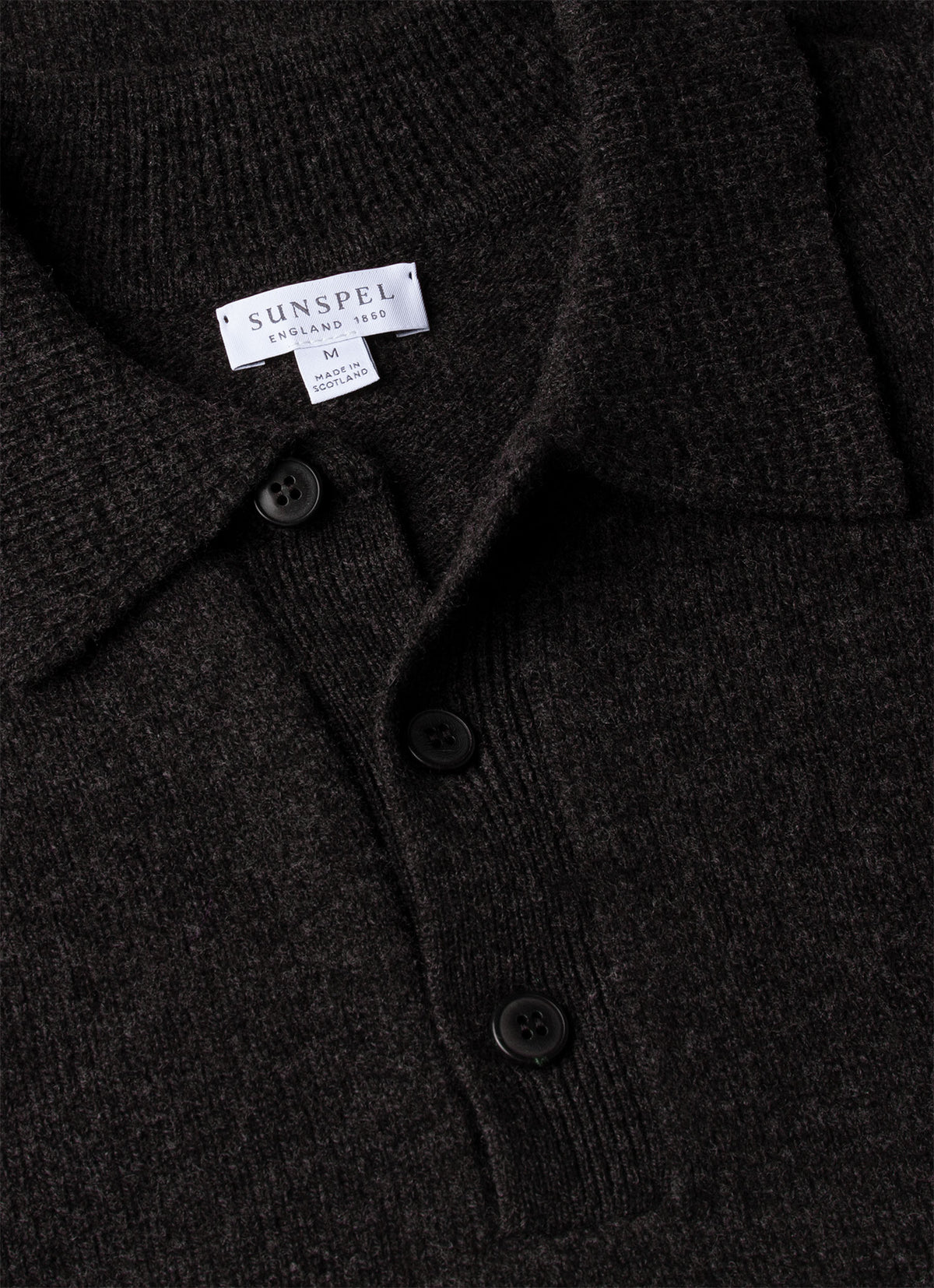 Men's Lambswool Knitted Polo Shirt in Charcoal Melange
