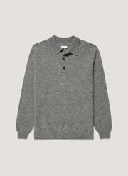 Men's Lambswool Polo Shirt in Mid Grey Melange