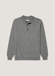 Men's Lambswool Polo Shirt in Mid Grey Melange