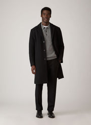 Men's Lambswool Polo Shirt in Mid Grey Melange