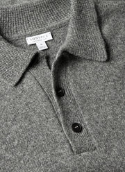 Men's Lambswool Polo Shirt in Mid Grey Melange