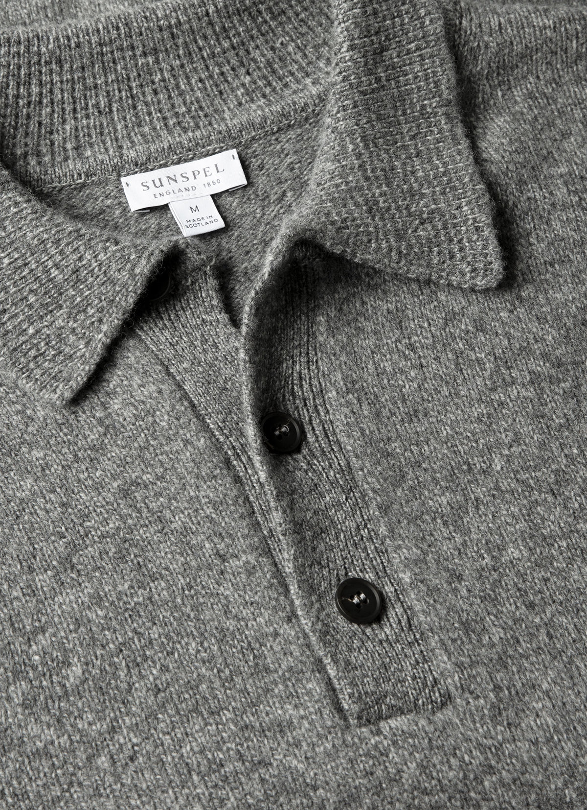 Men's Lambswool Polo Shirt in Mid Grey Melange