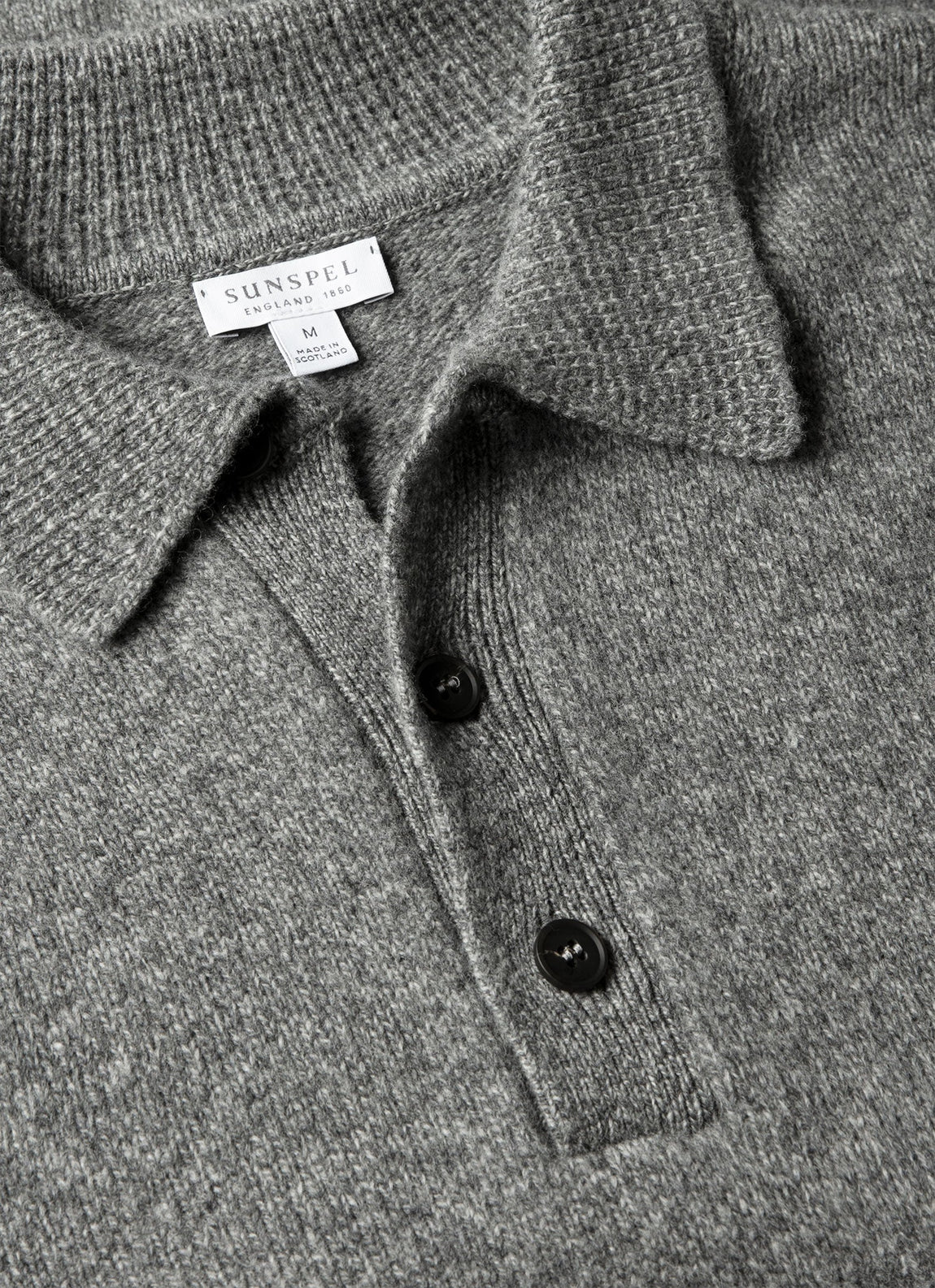 Men's Lambswool Polo Shirt in Mid Grey Melange