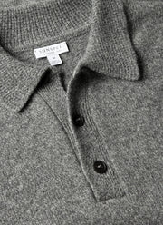 Men's Lambswool Polo Shirt in Mid Grey Melange