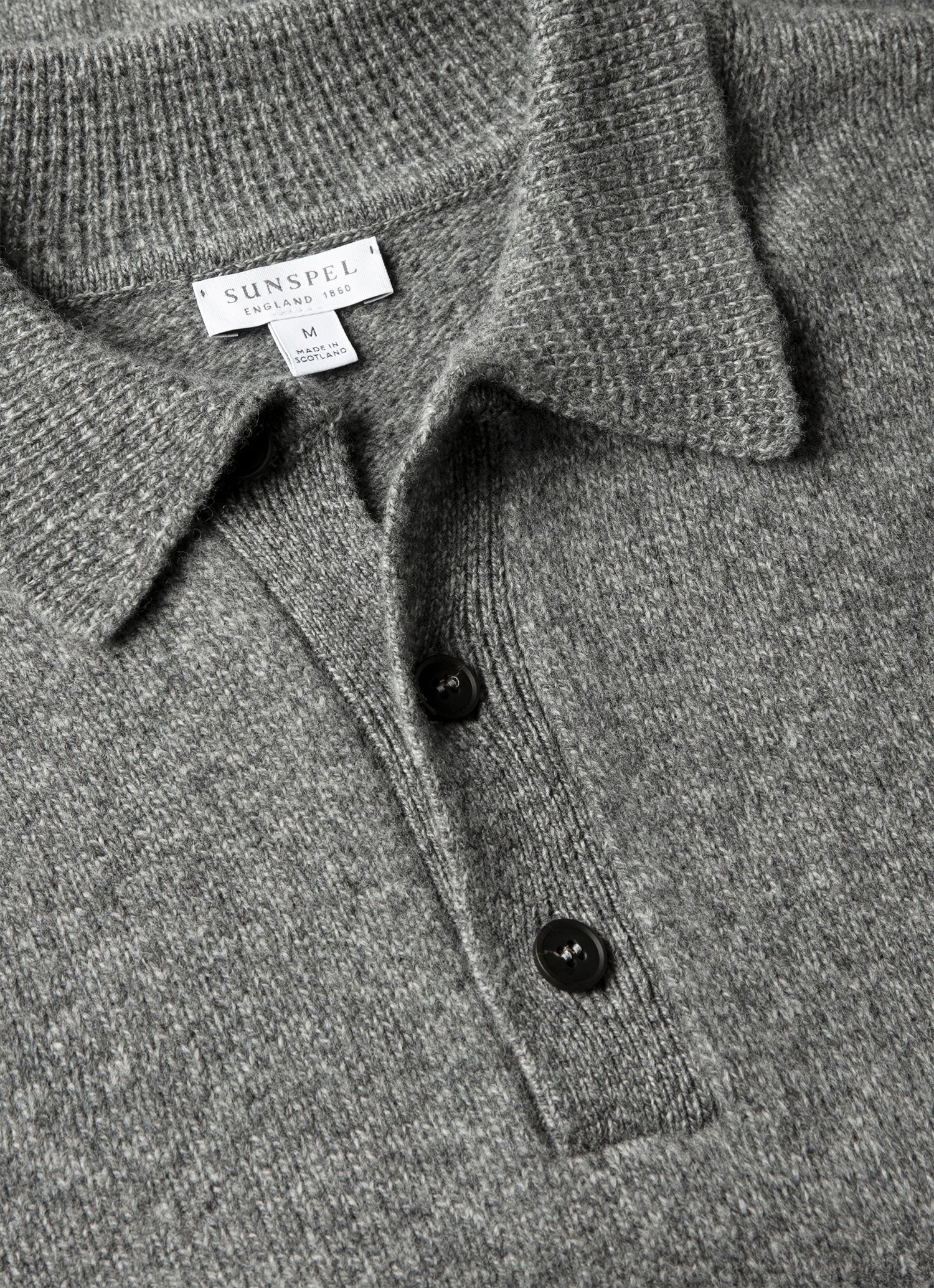 Men's Lambswool Polo Shirt in Mid Grey Melange