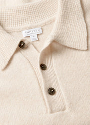 Men's Lambswool Polo Shirt in Oatmeal Melange
