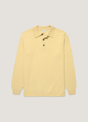 Men's Lambswool Polo Shirt in Dusty Yellow